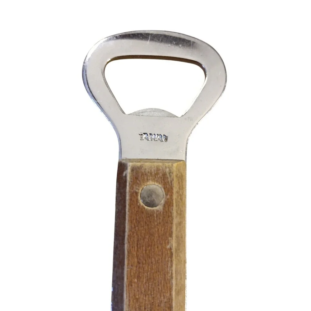Wood Handle Bottle Can Opener Camp Soda Pop Beer Vintage Collectable Taiwan